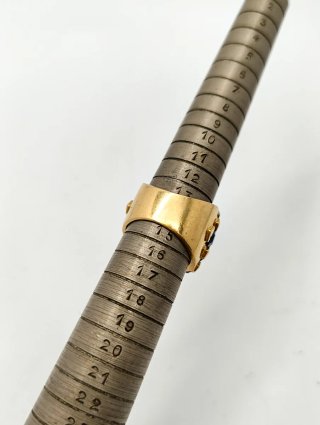 Anillo Ajedrez Oro 18kt Zafiros Ovalados
