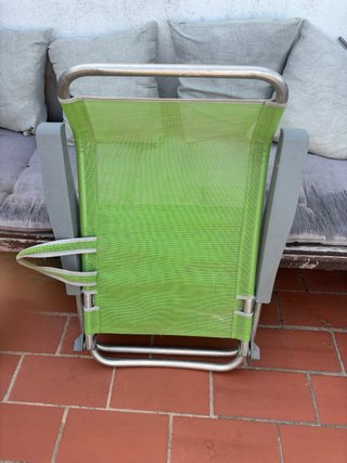 Silla de Playa Plegable Verde y Gris