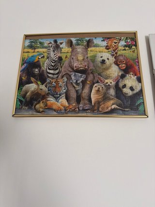 Puzzle Cuadro Animales Marco Dorado