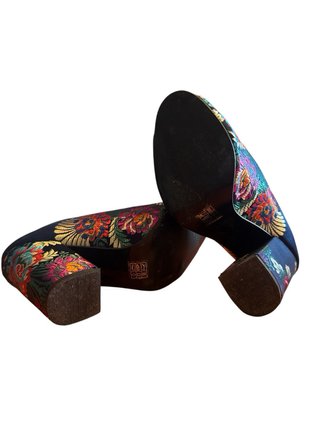 Sabot Chio ricamati floreali tacco largo 40