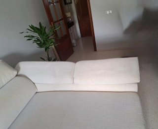 Sofá chaise longue beige tela