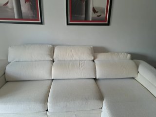 Sofá chaise longue beige tela