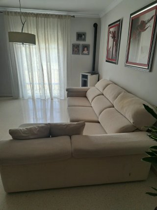 Sofá chaise longue beige tela