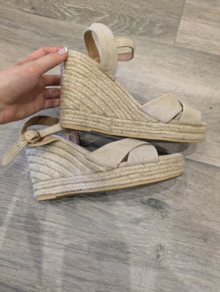 Sandalias Etika Esparto Plataforma Beige Talla 35