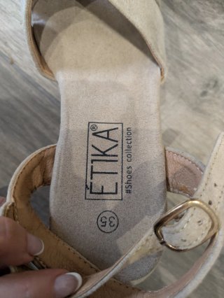 Sandalias Etika Esparto Plataforma Beige Talla 35