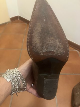 Stivali cowboy marroni con inserti pitone