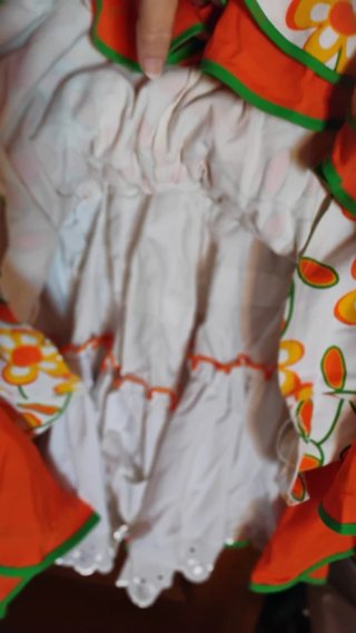 Traje Flamenca Blanco Flores Naranja