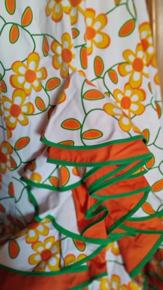 Traje Flamenca Blanco Flores Naranja