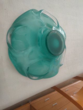 Frutero de cristal verde y transparente
