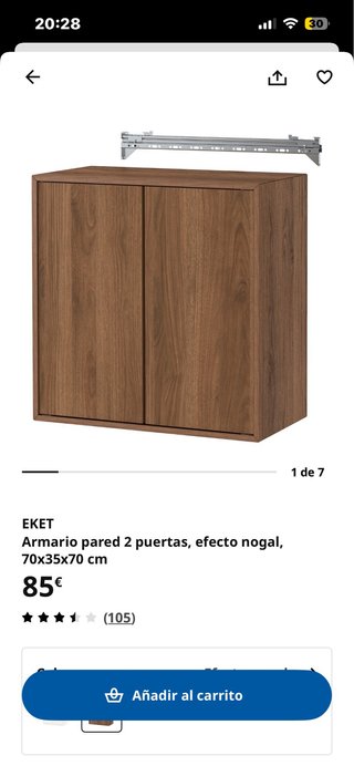 Armario Pared EKET 2 Puertas Nogal Nunca utilizado
