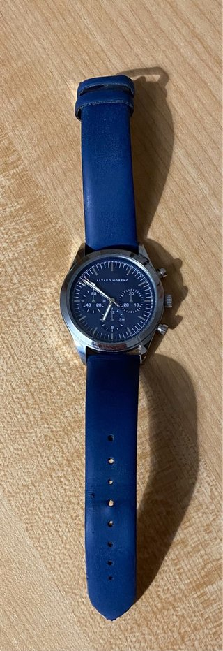 Reloj Alvaro Moreno Elegante Cuero Azul Plata