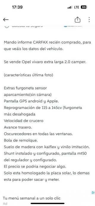 Opel Vivaro fuegoneta camper 150k km