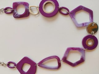 Collar largo morado y plateado años 80-90
