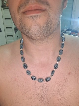 Collar Obsidiana Nevada Natural y Plata de Ley 925