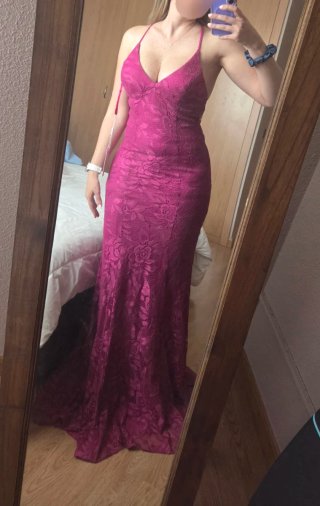 Vestido largo fiesta fucsia