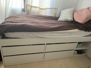 Cama juvenil SLÄKT blanca con almacenaje