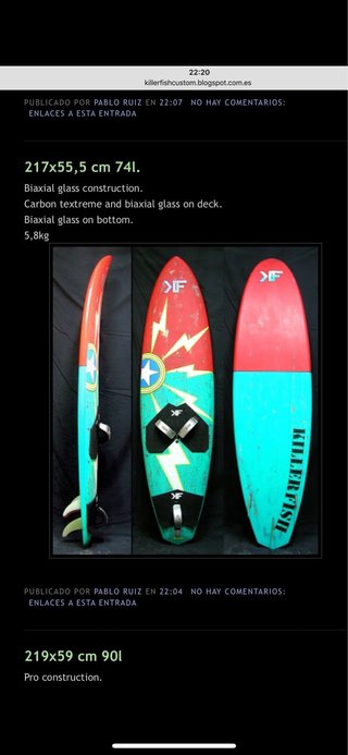 Tabla windsurf Killerfish 217x55,5 cm