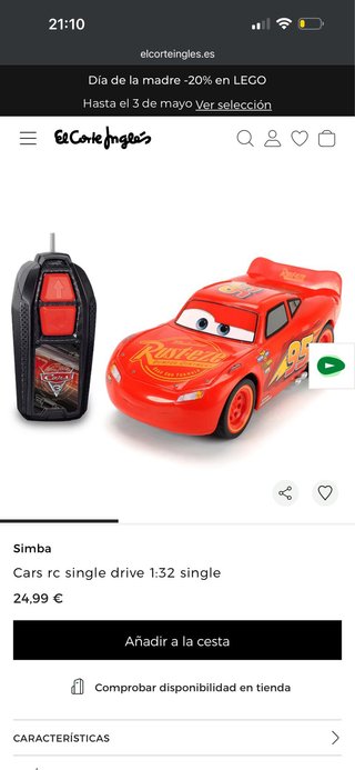 Coche RC Rayo McQueen Disney Pixar