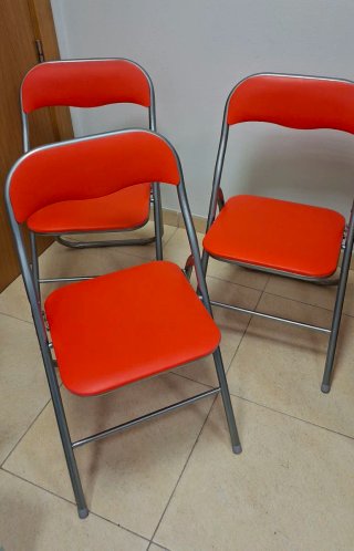 Silla Plegable Naranja Metal PVC