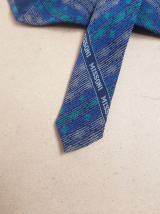Cravatta Missoni Pura Seta Vintage blu italy