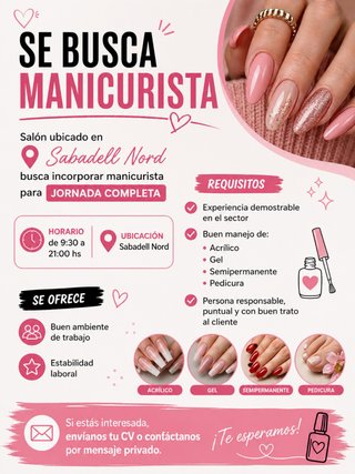 Se necesita manicurista en sabadell nord
