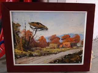 Dipinto paesaggio con case