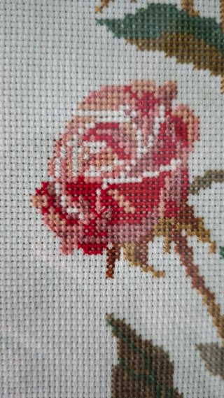 Cuadro Rosas Punto de Cruz