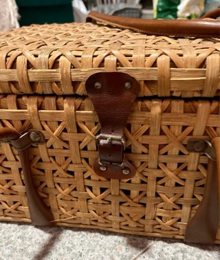 Cesta Picnic Años 70 Mimbre y Plástico