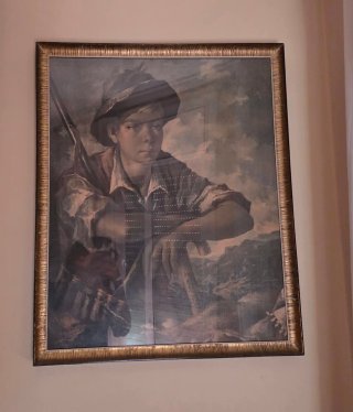Cuadro antiguo cazador con rifle