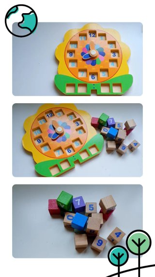 Reloj de madera educativo con números