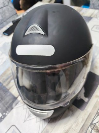 Casco Moto/Quad Negro con Visera Transparente