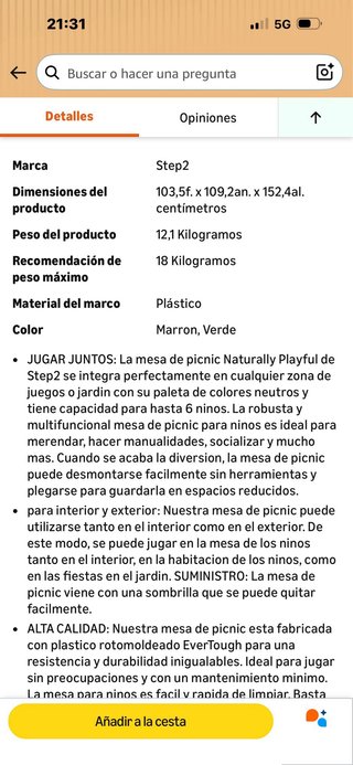 Mesa Picnic Infantil Step 2 Verde/Marrón