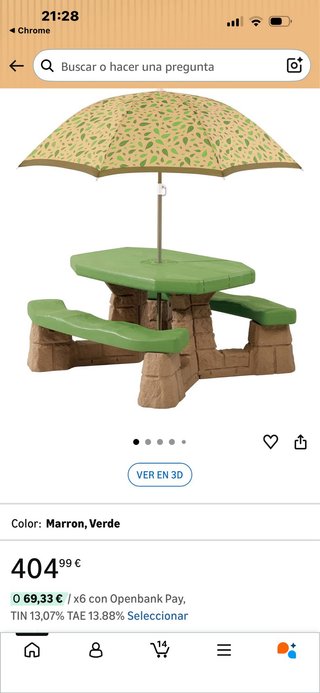 Mesa Picnic Infantil Step 2 Verde/Marrón