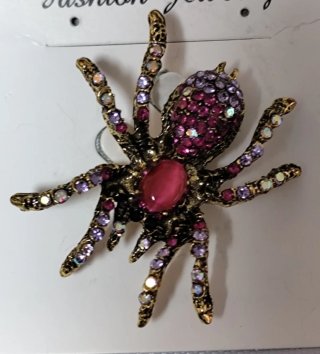 Broche Araña Joya Dorado Rosa Morado