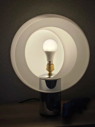 Lámpara mesa André Ricard para metalarte luna 70's