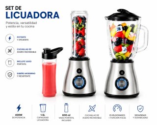 Licuadora Multifuncional 800W Vaso Vidrio