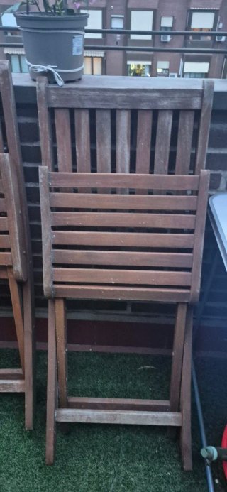 Conjunto mesa y 4 sillas terraza madera