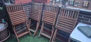 Conjunto mesa y 4 sillas terraza madera