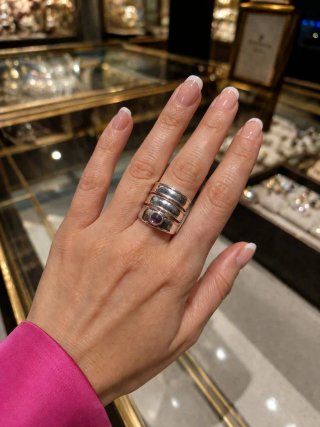 Anillo Plata Ajustable Amatista Morada