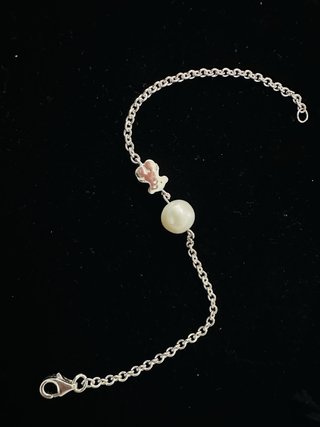 Pulsera Tous Perla y Osito Plata