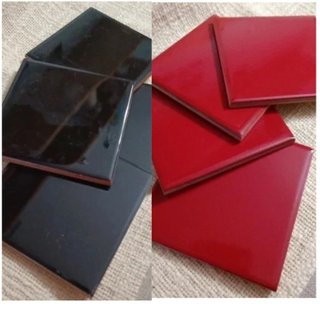 Lote 8 Azulejos Cerámica 10x10 Negros y Rojos