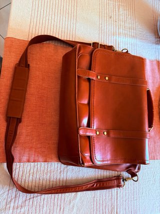 Cartella porta documenti in pelle marrone
