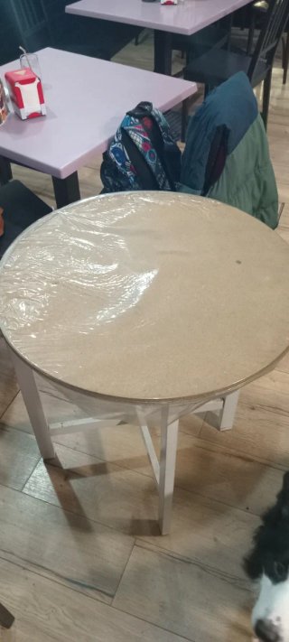 Mesa camilla auxiliar madera y tela