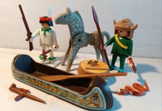 Playmobil Indios con Canoa y Caballo