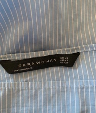 Vestido Zara Azul Rayas Bordado Floral