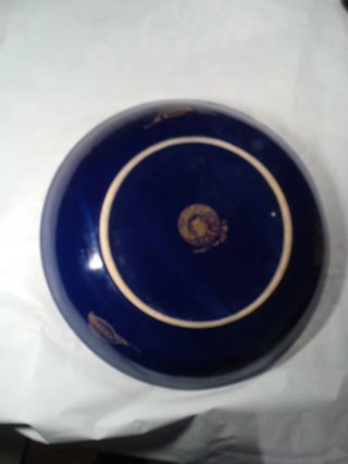Plato decorativo azul con pavo real atawoos