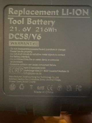 Batería Li-Ion 21.6V para Dyson V6 DC58 DC59