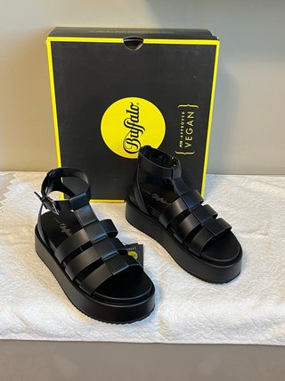 Sandali Buffalo Pelle Vegana Neri Tg 38