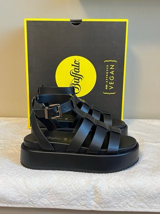 Sandali Buffalo Pelle Vegana Neri Tg 38
