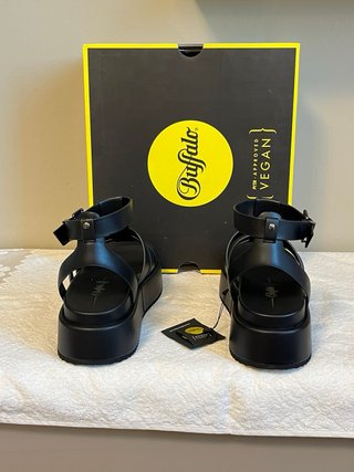 Sandali Buffalo Pelle Vegana Neri Tg 38